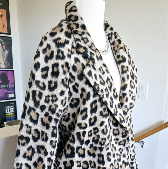 🏷️Mark Alan New York Leopard Print Longline Wool Blend Snap Front Coat Plus 2X - Picture 5 of 12